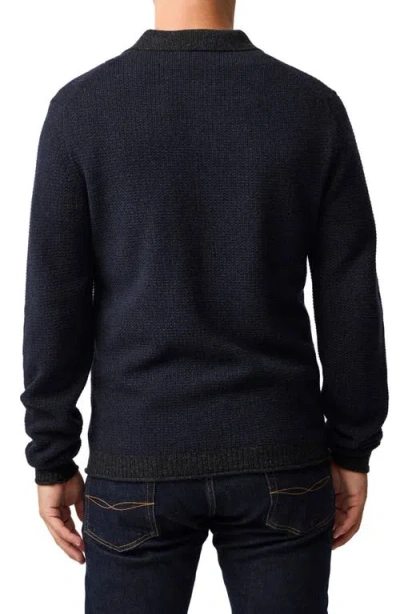 Rodd & Gunn Marlin Cotton & Wool Blend Johnny Collar Sweater In Blue