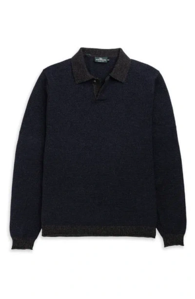 Rodd & Gunn Marlin Cotton & Wool Blend Johnny Collar Sweater In Blue