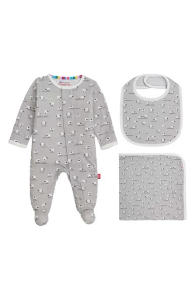 Magnetic Me Baa Baa Baby Magnetic Footie, Bib & Blanket Gift Set In Gray