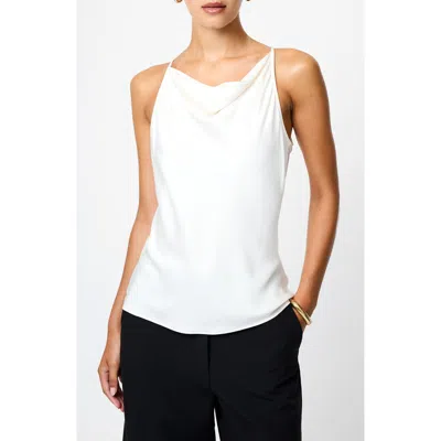 French Connection Ennis Satin Cowl Neck Top In White