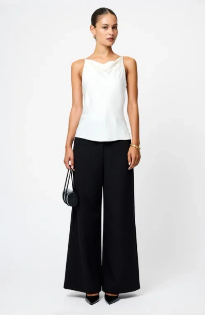 French Connection Ennis Satin Cowl Neck Top In White