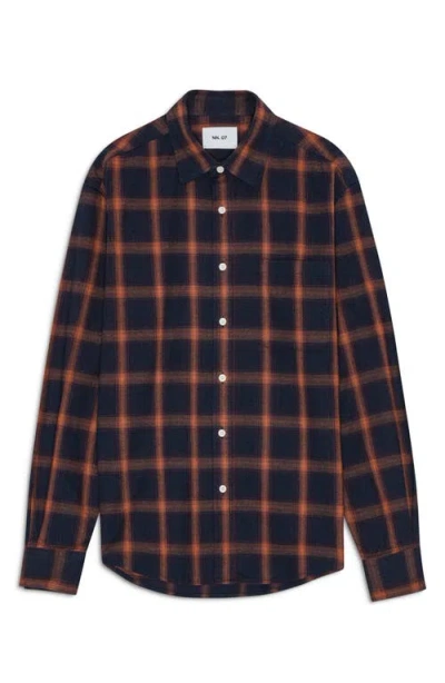 Nn07 Deon 5465 Organic Cotton Button-up Shirt In Blue