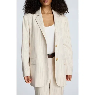 Kenneth Cole Pinstripe Relaxed Fit Boyfriend Blazer In Multi