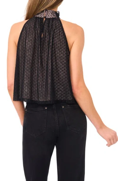 Cece Swiss Dot Tulle Top In Black