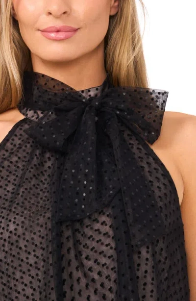 Cece Swiss Dot Tulle Top In Black