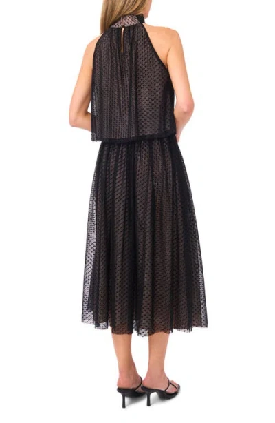 Cece Swiss Dot Tulle Top In Black