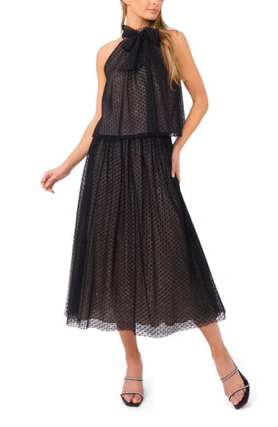 Cece Swiss Dot Tulle Top In Black