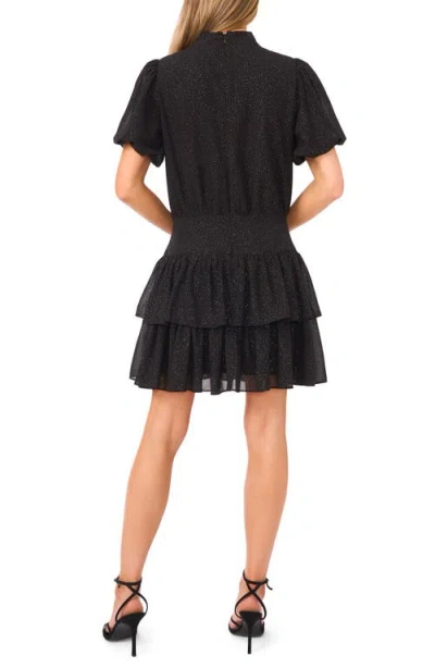 Cece Women's Puff Sleeve Tie Neck Dress In Black