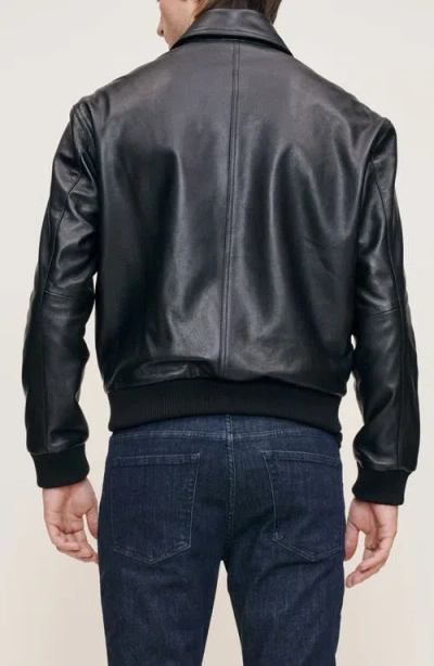 Dl1961 Zip Front Leather Bomber Jacket In Black