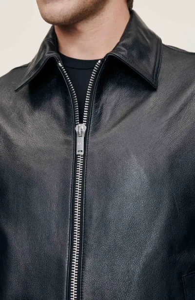 Dl1961 Zip Front Leather Bomber Jacket In Black