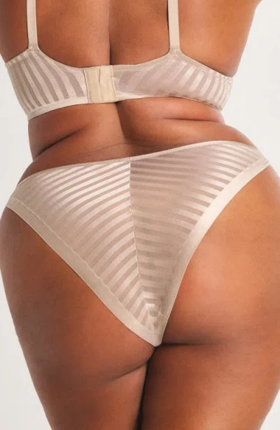 Savage X Fenty Show 'n' Tell Stripe String Bikini In Neutral