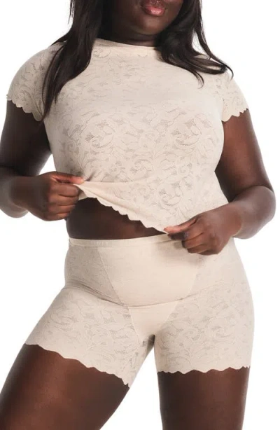 Savage X Fenty Lacy Dreams Pajama Baby Tee In Neutral