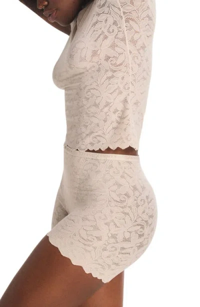 Savage X Fenty Lacy Dreams Pajama Baby Tee In Neutral