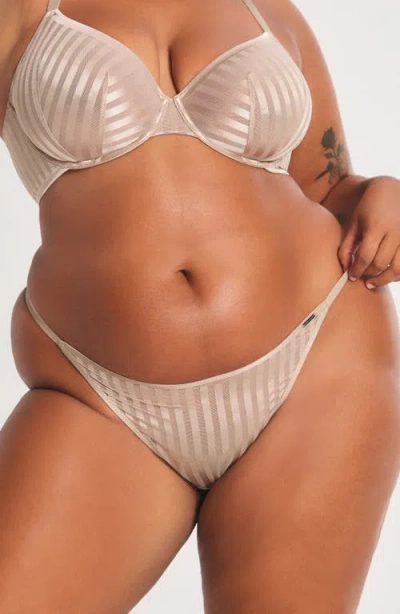 Savage X Fenty Show 'n' Tell Stripe G-string In Neutral