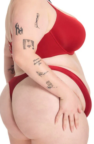 Savage X Fenty Microfiber No-show Thong In Burgundy