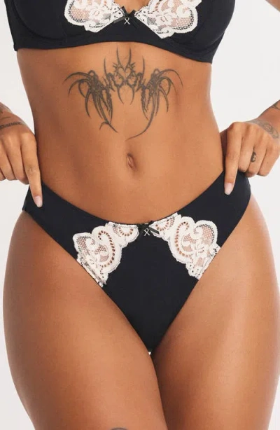 Savage X Fenty Swirly Girly Cheeky Briefs In Black
