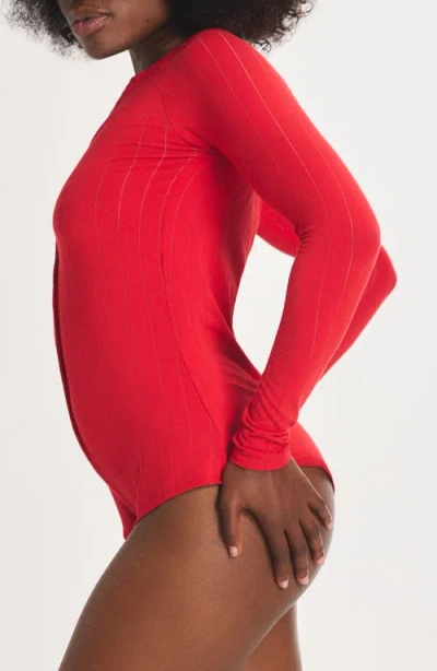 Savage X Fenty Sleek Stitch Snap Pajama Romper In Red