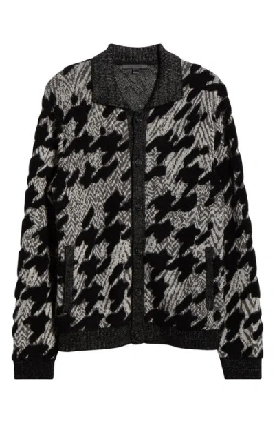John Varvatos Venosa Houndstooth Cotton & Alpaca Blend Cardigan In Multi