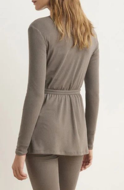 Mango Wrap Rib Cardigan In Brown