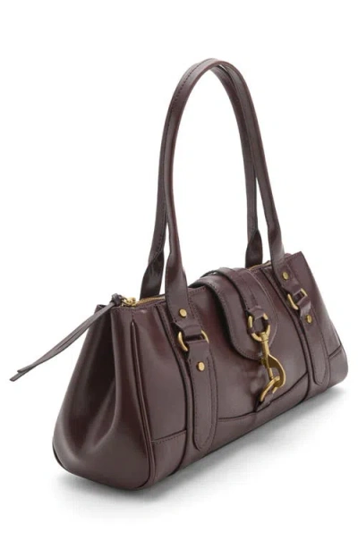 Mango Medium Faux Leather Shoulder Bag In Brown