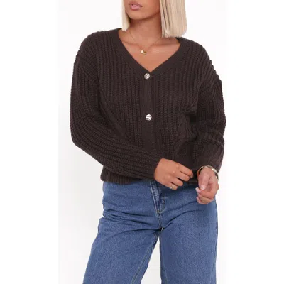 Petal And Pup Petal & Pup Henderson Chunky Knit Cardigan In Brown