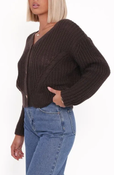 Petal And Pup Petal & Pup Henderson Chunky Knit Cardigan In Brown