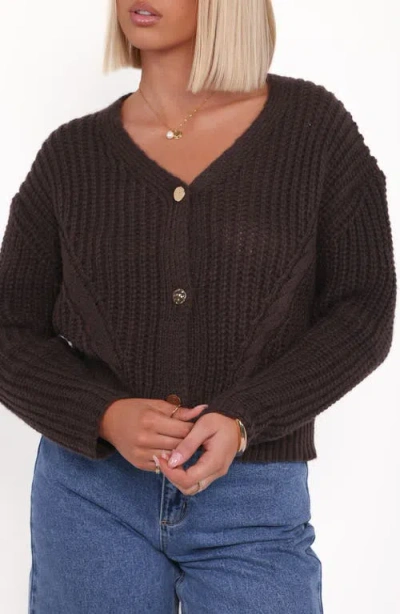 Petal And Pup Petal & Pup Henderson Chunky Knit Cardigan In Brown