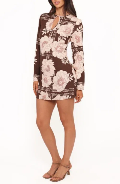 Petal And Pup Petal & Pup Marylon Floral Long Sleeve Minidress In Brown