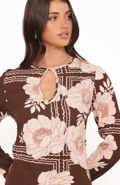 Petal And Pup Petal & Pup Marylon Floral Long Sleeve Minidress In Brown