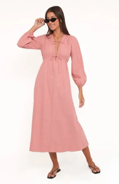 Petal And Pup Petal & Pup Riven Long Sleeve Maxi Dress In Pink
