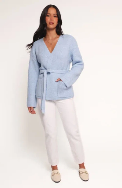 Petal And Pup Petal & Pup Mika Rib Wrap Cardigan In Blue