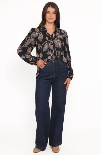 Petal And Pup Petal & Pup Bennett Floral Button-up Shirt In Black