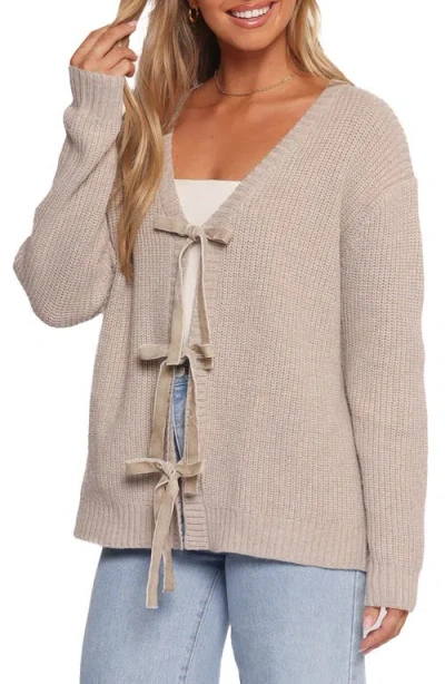 Petal And Pup Petal & Pup Hammond Tie Front Cardigan In Neutral