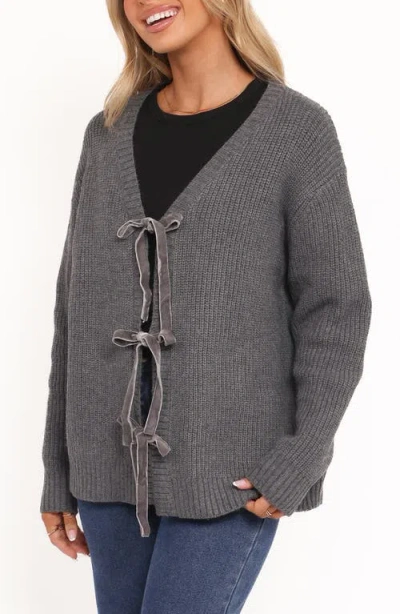 Petal And Pup Petal & Pup Hammond Tie Front Cardigan In Gray