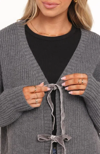 Petal And Pup Petal & Pup Hammond Tie Front Cardigan In Gray