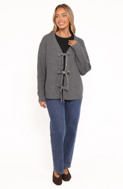 Petal And Pup Petal & Pup Hammond Tie Front Cardigan In Gray