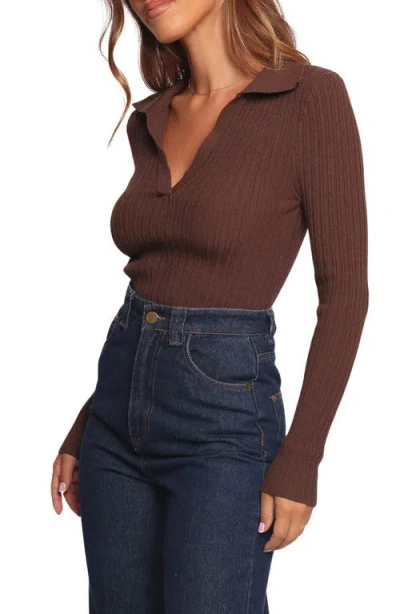 Petal And Pup Petal & Pup Emmerson Rib Collared Sweater In Brown