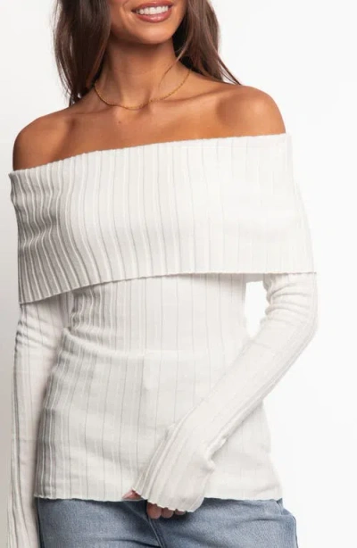 Petal And Pup Petal & Pup Inora Foldover Off The Shoulder Rib Sweater In White