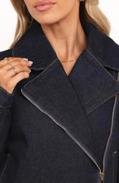 Petal And Pup Petal & Pup Mira Denim Moto Jacket In Blue
