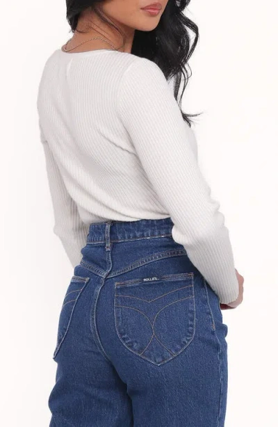 Petal And Pup Petal & Pup Elba Velvet Bow Rib Top In White