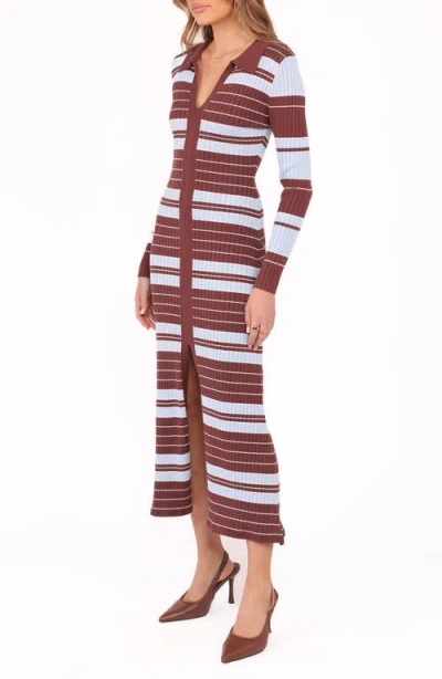 Petal And Pup Petal & Pup Eliana Stripe Long Sleeve Rib Maxi Dress In Multi