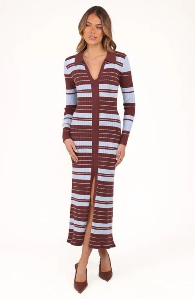 Petal And Pup Petal & Pup Eliana Stripe Long Sleeve Rib Maxi Dress In Multi