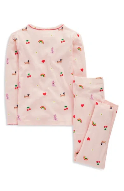 Mini Boden Kids' Parisienne Print Fitted Two-piece Cotton Henley Pajamas In Pink