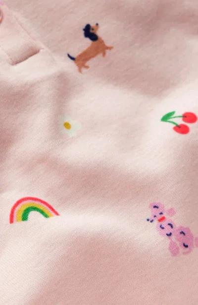 Mini Boden Kids' Parisienne Print Fitted Two-piece Cotton Henley Pajamas In Pink