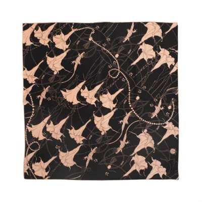 Lost Pattern Nyc Datura Silk Bandana Scarf In Black