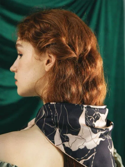 Lost Pattern Nyc Datura Silk Bandana Scarf In Black