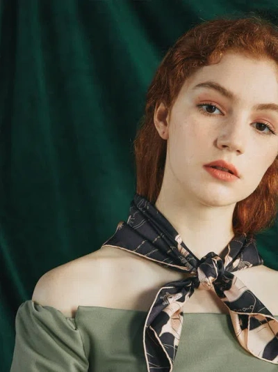 Lost Pattern Nyc Datura Silk Bandana Scarf In Black