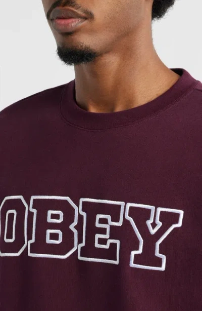 Obey Tenor Heayweight Fleece Crewneck Sweatshirt In Red