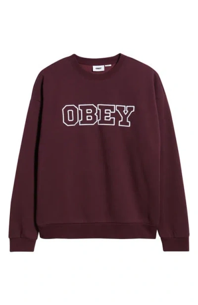 Obey Tenor Heayweight Fleece Crewneck Sweatshirt In Red