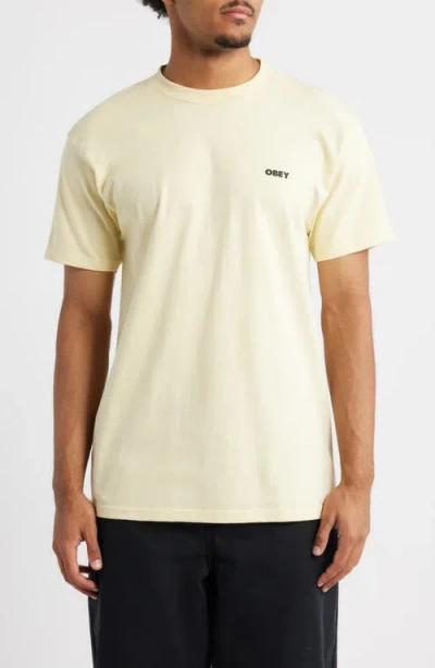 Obey Sounds Of Resistance Cotton Graphic T-shirt In Yellow